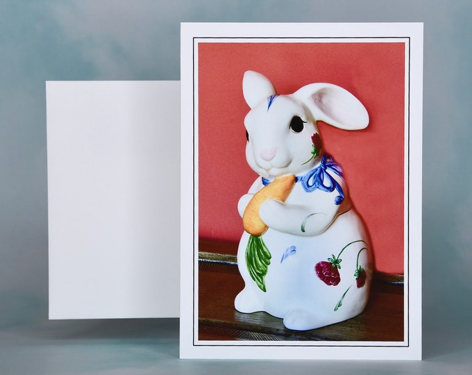 Easter Spring Note Card - Blank Note Card - Easter Greeting Card - Bunny with Carrot  71-0877