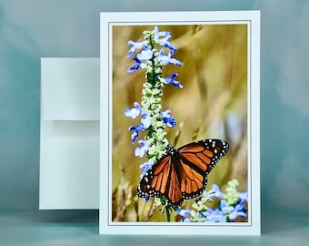 Butterfly Note Card - Monarch on Azure Blue Sage - Blank Note Card  71-9775