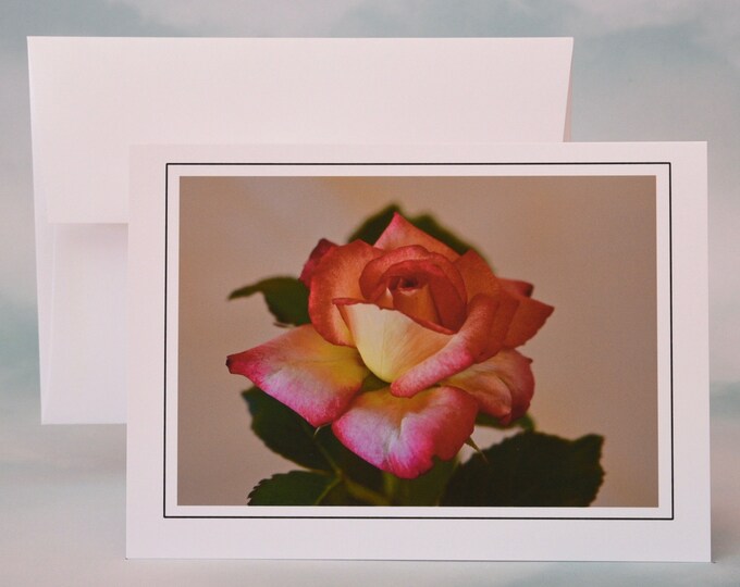 Yellow & Red Rose Photo Note Card - Greeting Card - Blank Note Card  71-1333N