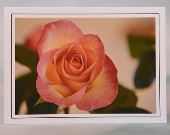 Peach Rose Photo Note Card - Blank Inside - 71-1338N