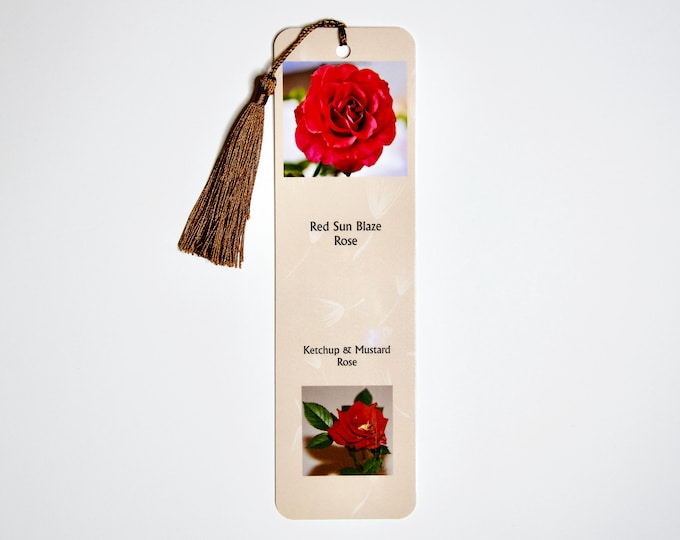 Handcrafted Bookmark - Red Sun Blaze Rose - 10-1351
