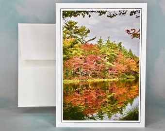 Autumn - Fall Photo Note Card - Blank Note Card - Fall Foliage at the Pond - Fall Color  53-0065