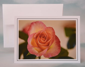 Peach Rose Photo Note Card - Blank Inside - 71-1338N