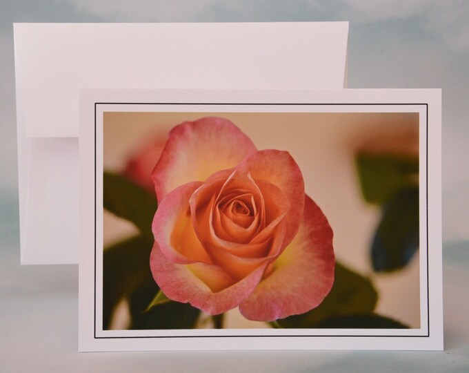 Yellow Peach Rose Photo Note Card - Blank Note Card  71-1338N