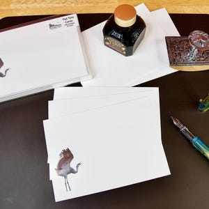 Op de natuur geïnspireerde PLATTE notitiekaarten met enveloppen, 10 kt. - Sandhillkraanvogel: 41-0070