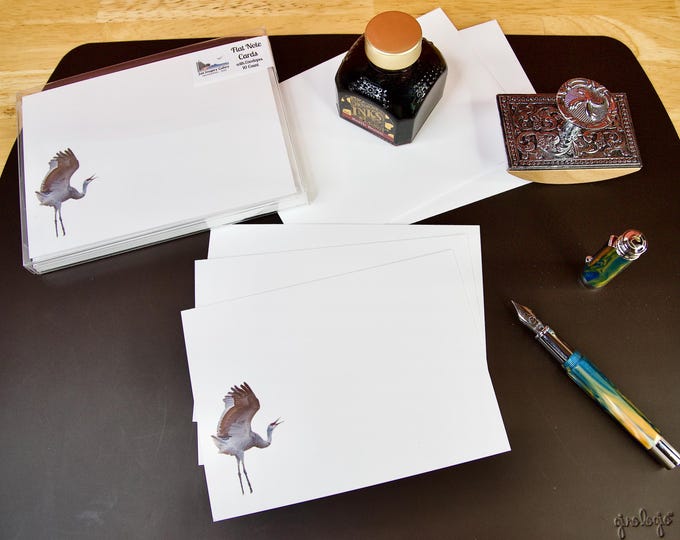 Nature Inspired FLAT notecards with envelopes, 10 ct. - Sandhill Crane Squawking - 41-0070