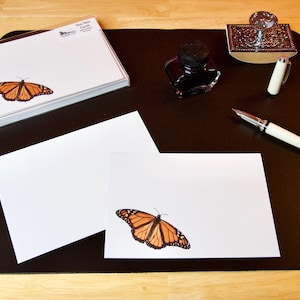 Cartes pour lettres PLATES inspirées de la nature avec enveloppes, 10 carats - Papillon monarque - 41-0020
