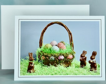 Easter Spring Note Card - Blank Note Card - Easter Greeting Card - Easter Basket - Easter Eggs  71-0901