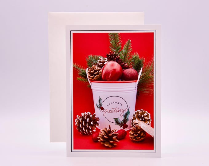 Christmas Holiday Cards - Set of 8 with Envelopes - Season's Greeting Pail - 81-5668