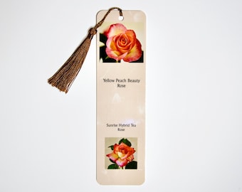 Handcrafted Bookmark - Yellow Peach Beauty Rose - 10-1339