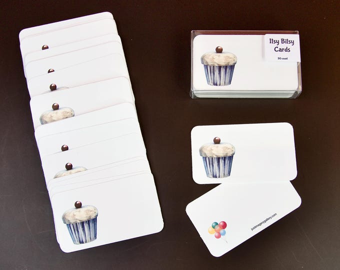 Small Note Cards - “Itsy Bitsy” Cards - Personal Size Notecards - 50 ct. - Cupcake/Balloons - 22-0010