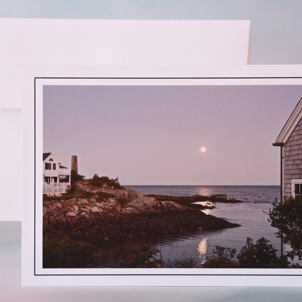 Coastal Photo Note Card - Blank Note Card - Moonrise over the Cove  71-1885N