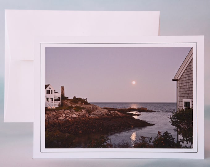 Coastal Photo Note Card - Blank Note Card - Moonrise over the Cove  71-1885N