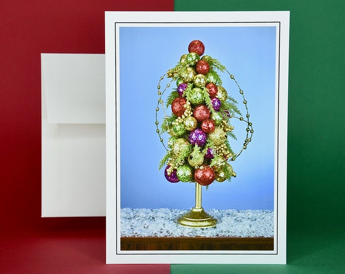 Christmas Cards - Set of 8 - Decorated Holiday Tree in Snow