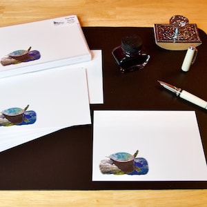 Cartes pour lettres PLATES inspirées de la nature avec enveloppes, 10 carats - Tortue peinte - 41-0050