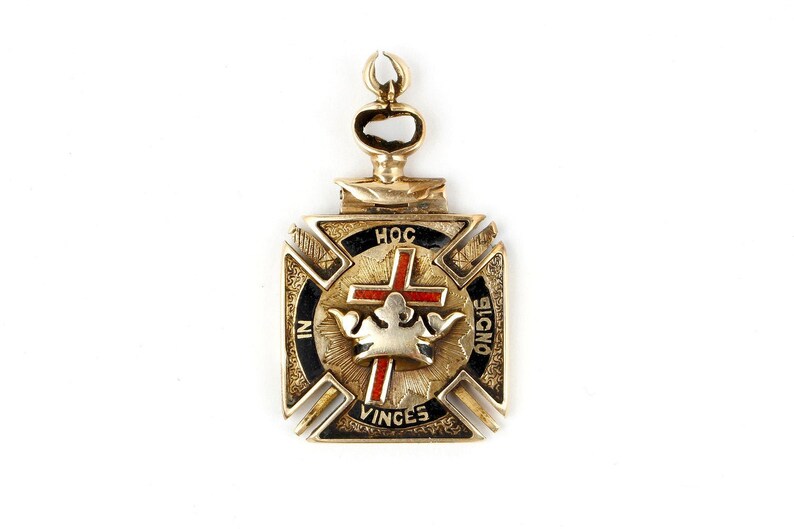 Vintage 14k Yellow Gold Truckee Masonic Lodge No 200 Knights Templar Fob