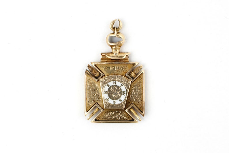 Vintage 14k Yellow Gold Truckee Masonic Lodge No 200 Knights Templar Fob