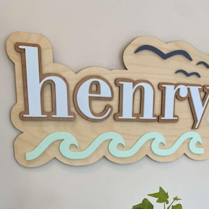 nautical room sign baby shower gift custom beach inspired nursery name sign wood name plaque over crib custom baby name room sign