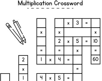 Multiplication Crossword Math Activity- Learn Math Multiplication Worksheet Math Busy Binder Printable Kids Math Printable Crossword DIGITAL