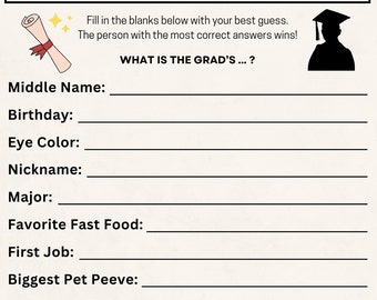 Graduation Game | Class of 2024 Grad Party Printable Game | High School Graduation College Graduation Activity | Grad Party Digital Download