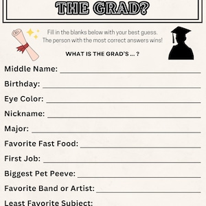Graduation Game | Class of 2024 Grad Party Printable Game | High School Graduation College Graduation Activity | Grad Party Digital Download