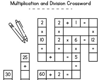 Multiplication AND Division Math Crossword Activity Combo Multiplication AND Division Math Worksheet Math Busy Binder Printable Kids DIGITAL