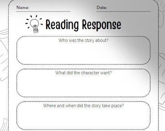 Elementary Reading Response, Printable Lesson - Story Retell, Main Idea - Reading Comprehension Activity Worksheet - Reading/Writing/Drawing