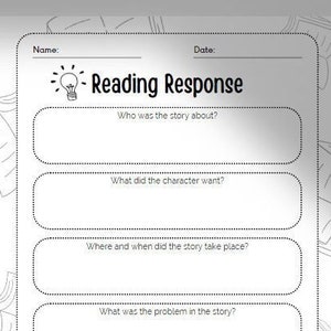 Elementary Reading Response, Printable Lesson - Story Retell, Main Idea - Reading Comprehension Activity Worksheet - Reading/Writing/Drawing