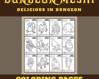 Dungeon Meshi Coloring Pages Delicious in Dungeon Meshi Printable Dungeon Meshi Coloring Book Dungeon Meshi Monsters Week 1-12 DIGITAL
