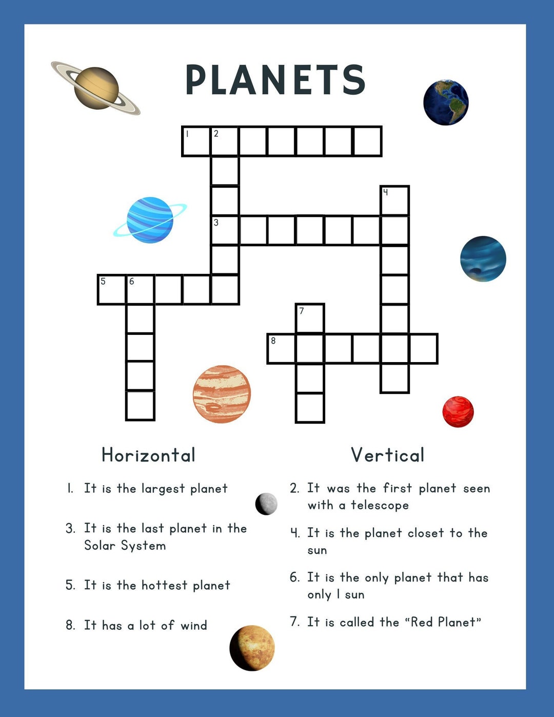 Planet Activity, Printable Planet Worksheets, Educational Outer Space ...