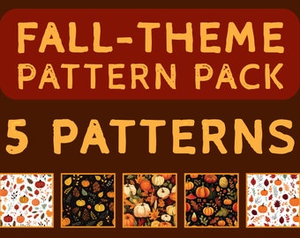 Fall Theme Seamless Patterns Pack, Fall Patterns, Pack 1, Digital Download