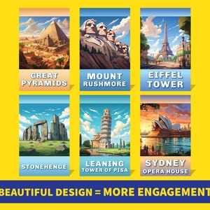 World Landmark Flashcards, 20 Printable Flash Cards of World Landmarks ...