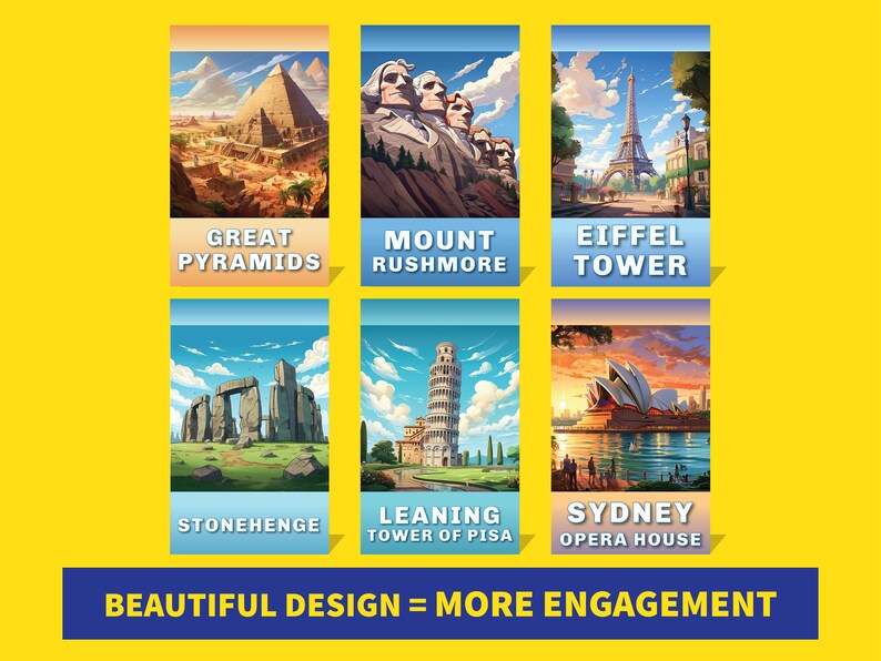 World Landmark Flashcards, 20 Printable Flash Cards of World Landmarks and Monuments, 3 Sizes ...