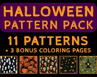 Halloween Pattern Pack, Seamless Pattern, Halloween Patterns Bundle, Digital Download