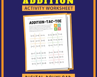 ADDITION Worksheet Kids Math Activity PRINTABLE Learn Math DIGITAL Math Worksheet Busy Binder Kids Educational Printable Math Practice