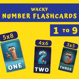 Printable Number Flashcards, 1-9, Learn to Count Flash Cards, Instant Digital Download