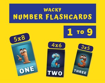 Printable Number Flashcards, 1-9, Learn to Count Flash Cards, Instant Digital Download