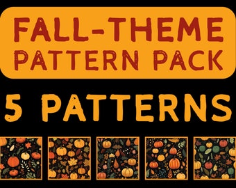 Fall Theme Seamless Patterns Pack, Fall Patterns, Pack 2, Digital Download
