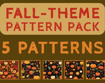 Fall Theme Seamless Patterns Pack, Fall Patterns, Pack 4, Digital Download