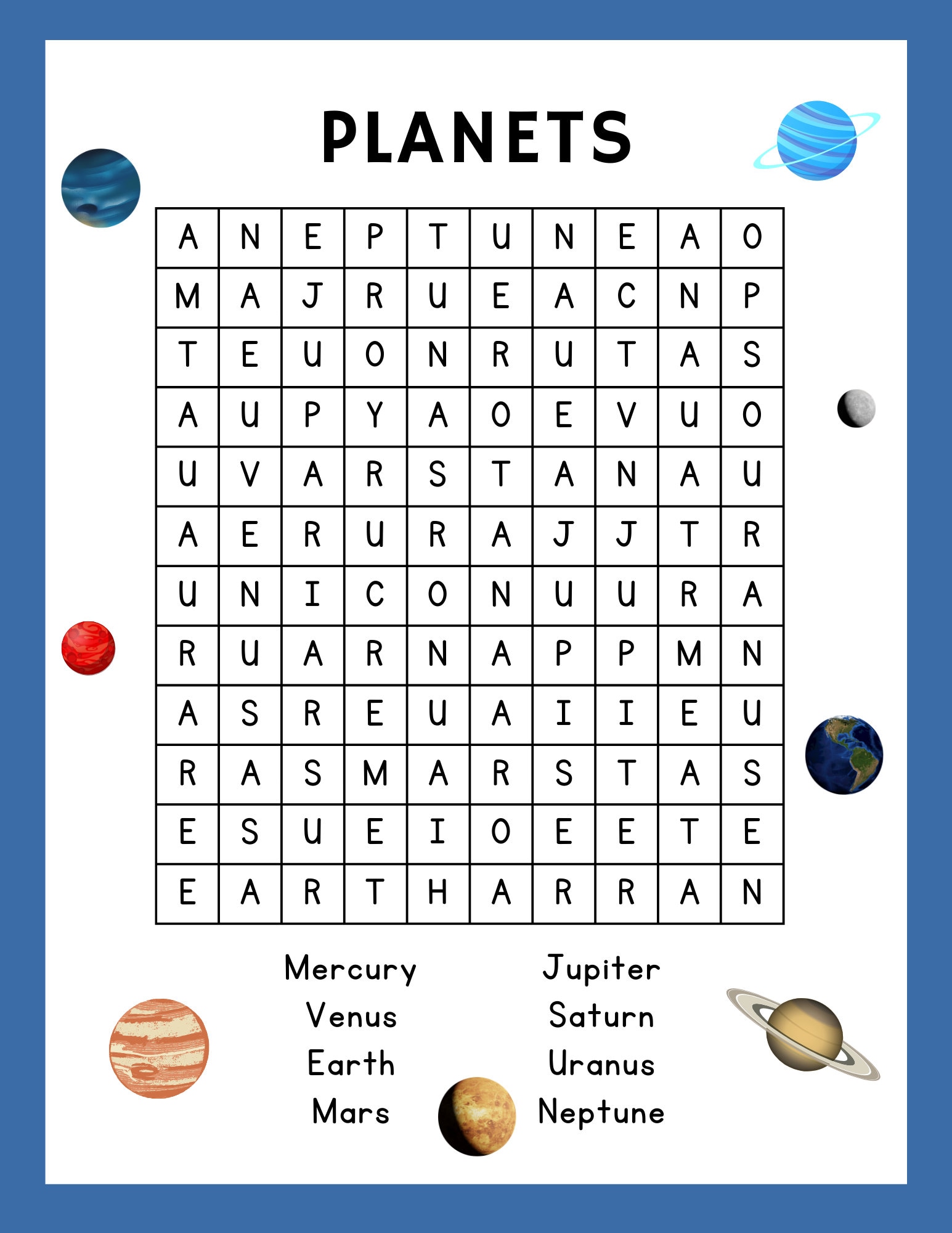 Fun Planet Worksheet.pdf Planet Activity, Printable Planet Worksheets, Educational Outer Space ...