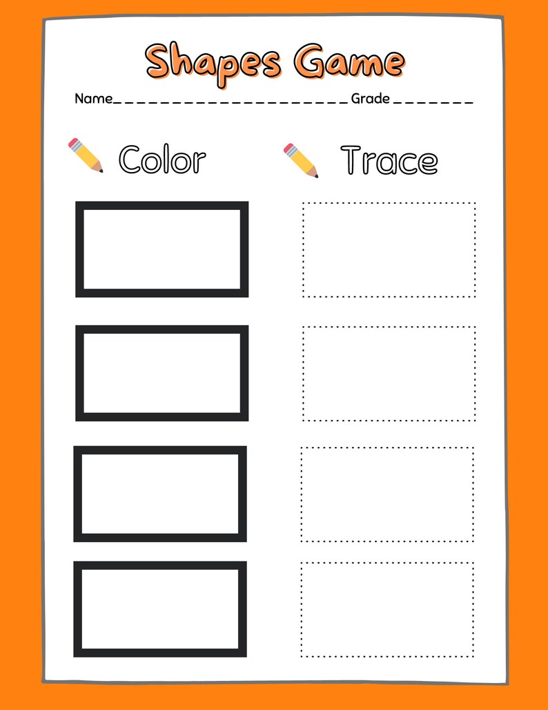 Learn Shapes Shape Tracing, Shape Drawing, Shape Coloring Activity