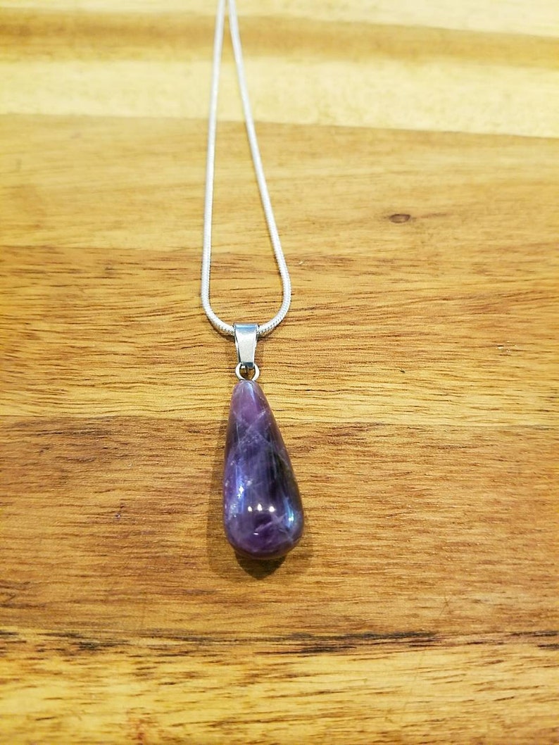 healing jewelry Purple amethyst necklace reiki infused
