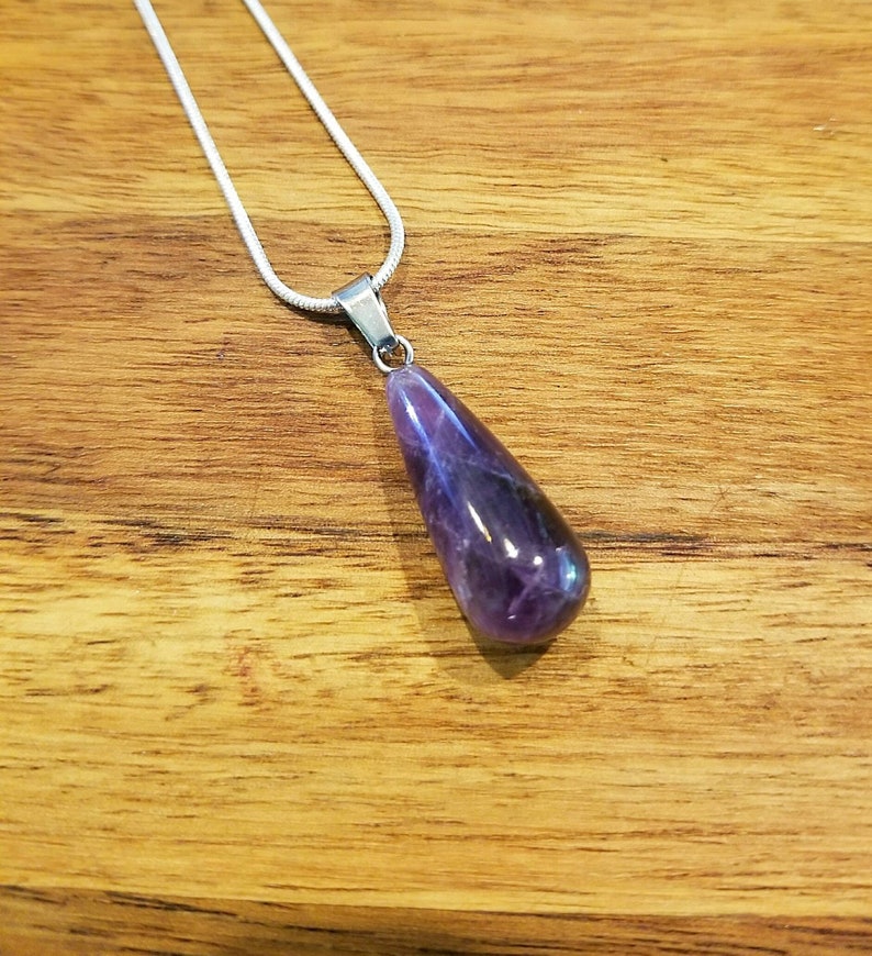 healing jewelry Purple amethyst necklace reiki infused