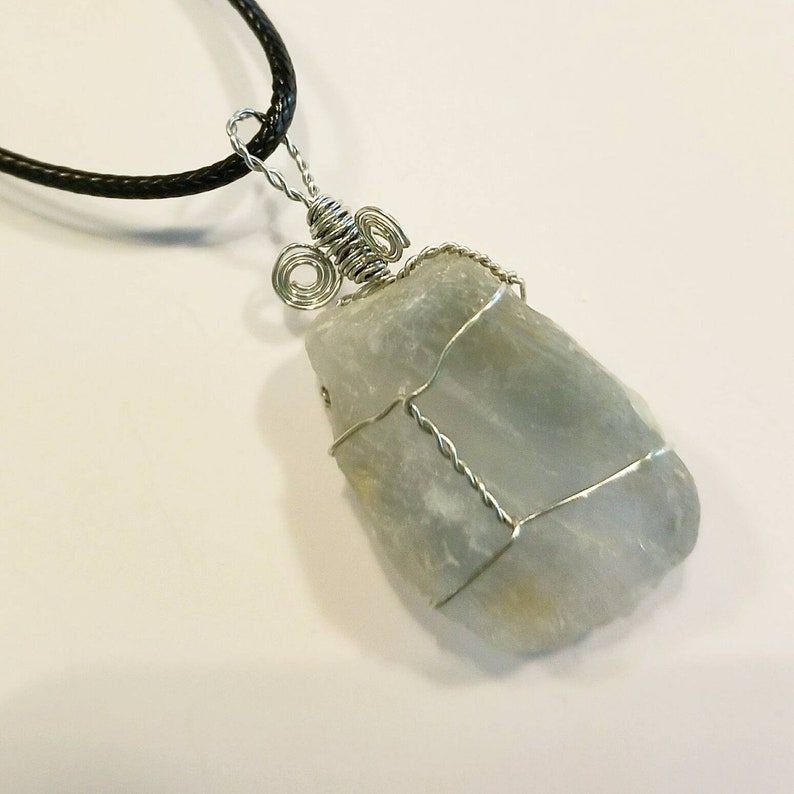 Celestite stone necklace reiki infused handmade