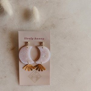 Moon Beams | Polymer Clay Earrings | Clay Earrings | Statement Earrings | Boho Earrings | 18k Gold Plated