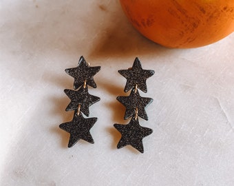 Star Drop Polymer Clay Earrings  | Boho Clay Earrings | Clay Earrings | Statement Earrings | 18k Gold Plated