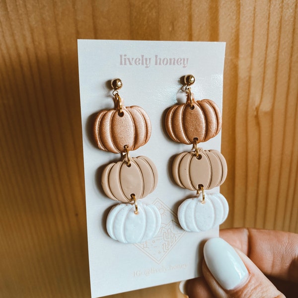 Pumpkin Dangles | Boho Clay Earrings | Clay Earrings | Statement Earrings | 18k Gold Plated | Fall Earrings | Fall Earrings