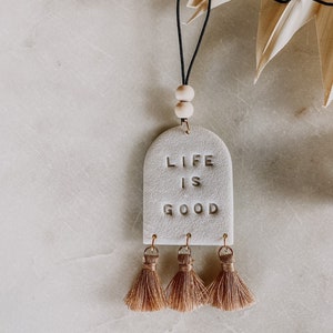 Life Is Good Essential Oil Car Diffuser | Polymer Clay | Oil Diffuser | Car Charm | Boho Car Accessory | Clay Diffuser | Air Freshener