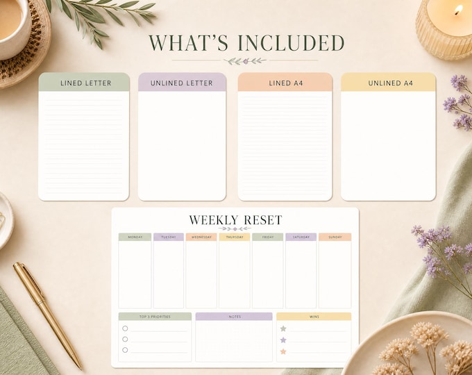 Undated Weekly Planner Printable PDF, Digital GoodNotes Planner, Weekly Schedule Template, iPad Planner, Minimal Weekly Organizer