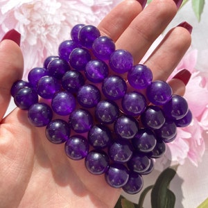 Natural Amethyst Bracelet, Genuine Amethyst Bracelet, Amethyst Jewelry, Beaded Bracelet, Crystal Bracelet, Energy Gift, Birthstone Bracelet
